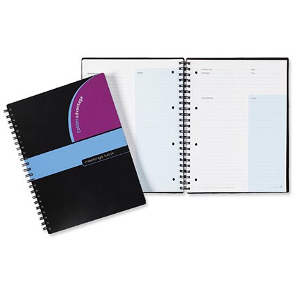 Collins Advantage Meetings Book Wirebound Perforated 4-Hole Punched 100gsm A4+