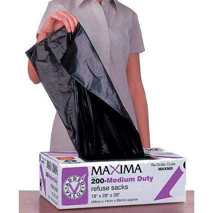 Maxima Refuse Sacks Heavy Duty 160 Gauge Sack Size 460x740x990mm [Pack 200]
