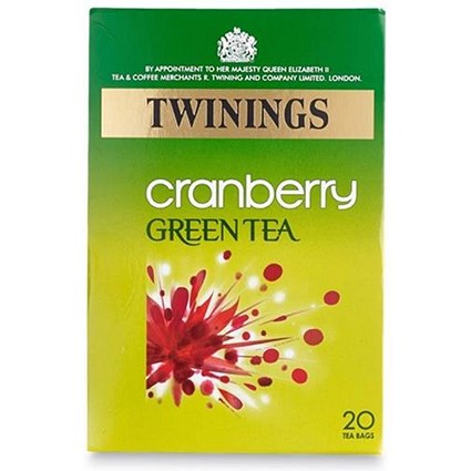 Twinings Infusion Green Tea and Cranberry Tea Bags / Individually-wrapped / Pack of 20