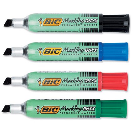 Bic ONYX 1481 Mini Permanent Marker Chisel Tip Assorted [Pack 4]