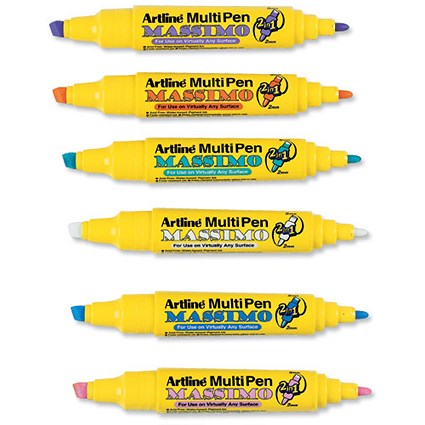 Artline Massimo Chalk Marker 2-in-1 Bullet Line 2.0mm Chisel Line 3-5mm Pastel [Pack 6]