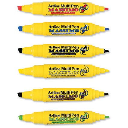 Artline Massimo Chalk Marker 2-in-1 Bullet Line 2.0mm Chisel Line 3-5mm Prime [Pack 6]