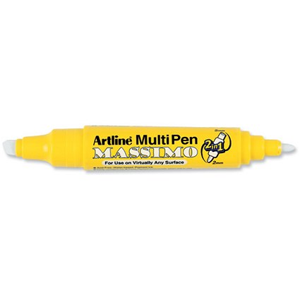 Artline Massimo Chalk Marker 2-in-1 Bullet Line 2.0mm Chisel Line 3-5mm White [Pack 12]
