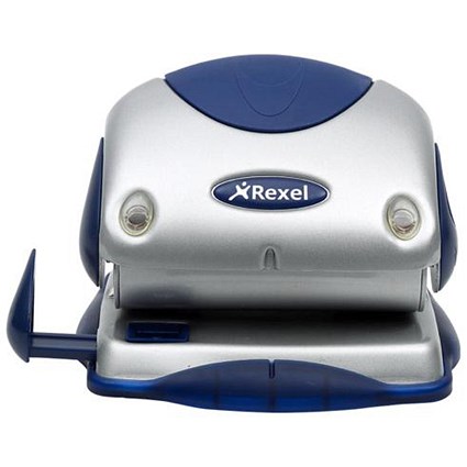 Rexel P215 2-Hole Punch with Nameplate, Silver and Blue, Punch capacity: 15 Sheets