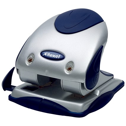 Rexel P240 Heavy Duty 2-Hole Punch, Silver and Blue, Punch capacity: 40 Sheets