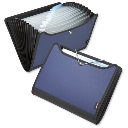 Snopake Open Organiser Elastic Closure Expander Section Tabs 6-Part A4 Stellite Blue and Black