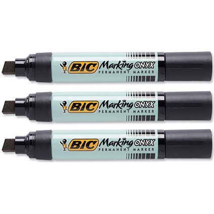 Bic ONYX 1891 Permanent Marker Extra Large Chisel Tip Line Width 6-10mm Black [Pack 6]