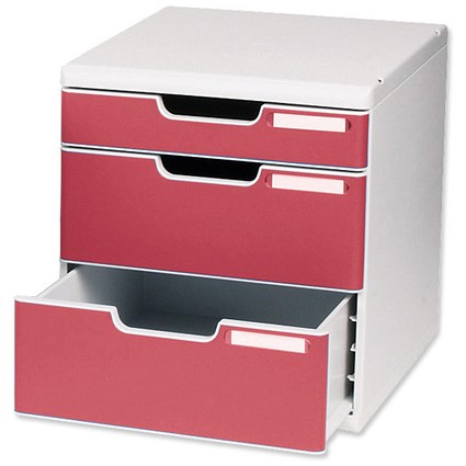 Multiform Modulo Filing Unit 3 Drawer Set with Lock A4 Grey and Burgundy