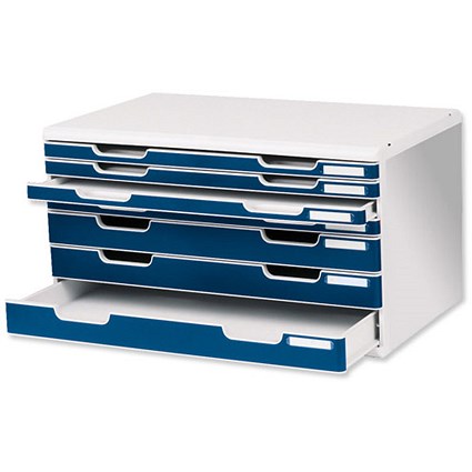 Exacompta Modulo Filing Unit 7 Drawer Set with Lock A3 Grey and Blue