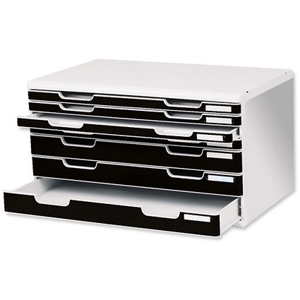 Exacompta Modulo Filing Unit 7 Drawer Set with Lock A3 Grey and Black