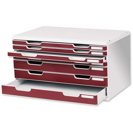 Multiform Modulo Filing Unit 7 Drawer Set with Lock A3 Grey and Burgundy