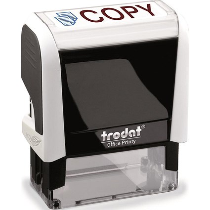 Trodat Office Printy Self-Inking Stamp, "Copy", Reinkable, Red & Blue