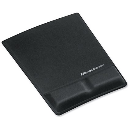 Fellowes Professional Fabric Mouse Pad with Wrist Rest / Microban / Cushioned / Black
