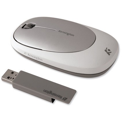 Kensington Ci75M Wireless Notebook Mouse Thin Shape Emergency Cable White