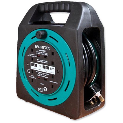 Pikapak Power Cable Reel with Robust Housing 4 Sockets 13Amp 15m