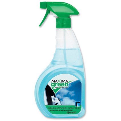 Maxima Green Window and Glass Cleaner Trigger Spray 750ml [Pack 2]