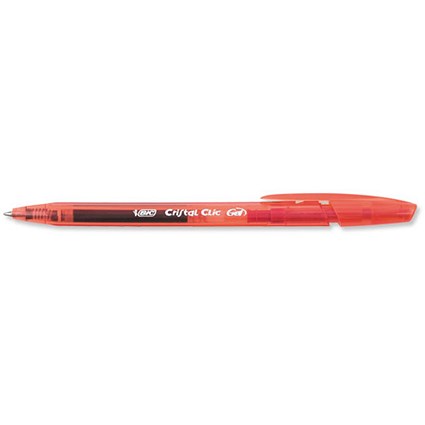 Bic Cristal Clic Gel Pen Tip 0.8mm Line 0.6mm Red [Pack 20]