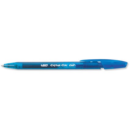 Bic Cristal Clic Gel Pen - Blue - Pack of 20