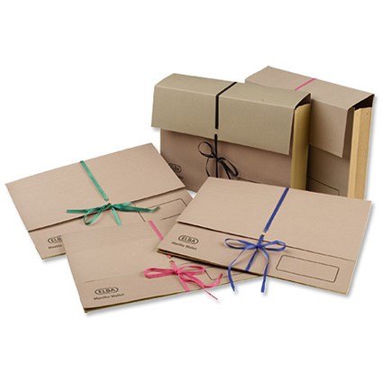 Elba Legal Deed Wallet Manilla 75mm for 750 Sheets Foolscap Buff with Blue Ribbon Ref A22213 [Pack 25]