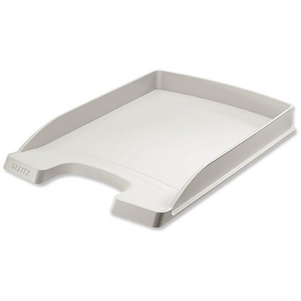Leitz Plus Letter Tray Slim Polystyrene with 2 Label Positions Grey