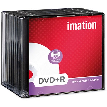 Imation DVD+R Recordable Disk Write Once Cased Printable 16x Speed 120min 4.7GB [Pack 10]