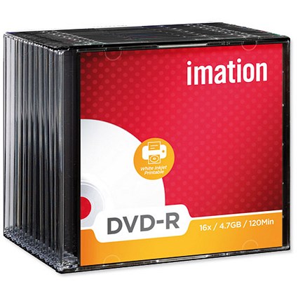 Imation DVD-R Recordable Disk Write Once Cased Printable 16x Speed 120min 4.7GB [Pack 10]