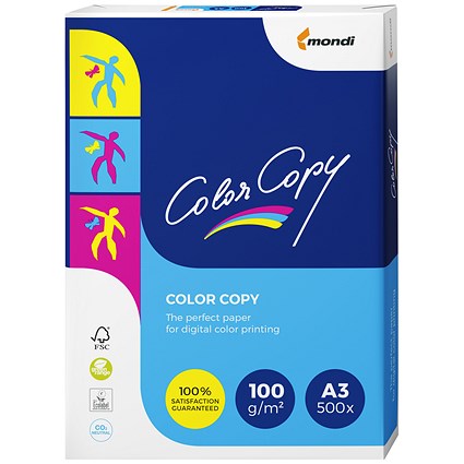 Color Copy A3 Paper, White, 100gsm, Ream (500 Sheets)