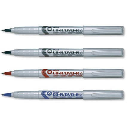 Pentel DVD/CD Marker Permanent Water-Resistant Line Width 0.75mm Assorted [Pack 4]