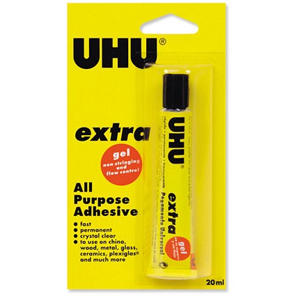 UHU Extra All Purpose Gel Glue for vertical Surfaces and Crafts in Tube 20ml