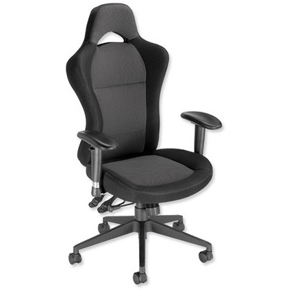 Influx Energize Racer Task Chair Arms Headrest Back H735mm W530xD480xH450-525mm Black Grey