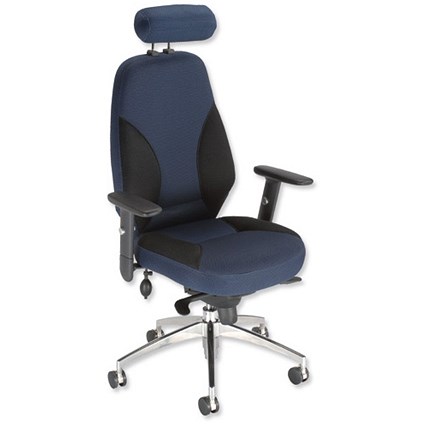 Influx Energize Driver Task Chair Adjustable Arms Headrest Back H620mm W490xD480xH460-540mm Black Blue
