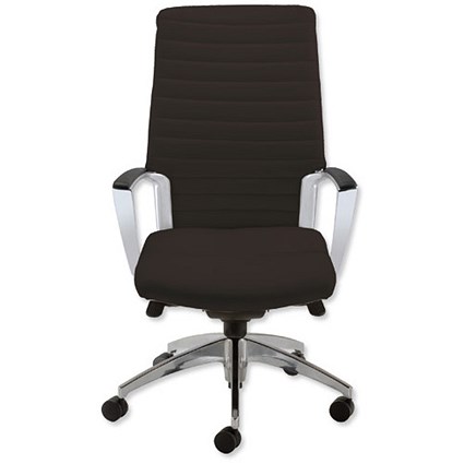 Adroit Zip Executive Armchair Back H640mm W500xD510xH440-540mm Leather Black