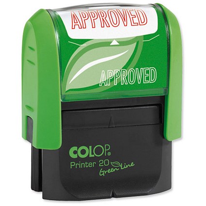 Colop Green Line Word Stamp APPROVED Imprint 38x14mm Red