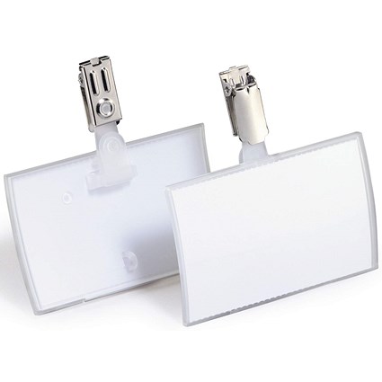 Durable Click Fold Clip Name Tag Badge Holders Inserts 54x90mm Pack of 25