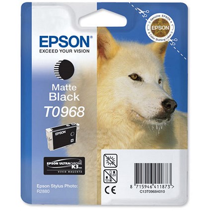 Epson T0968 Matte Black UltraChrome K3 Inkjet Cartridge
