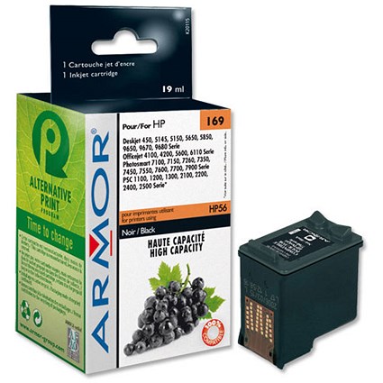 Armor Compatible Inkjet Cartridge Black [HP No. 56 C6656AE Equivalent] Ref K20115