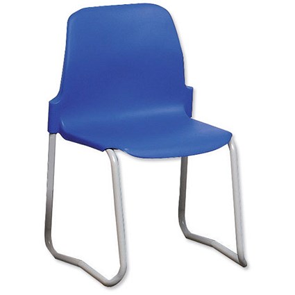Trexus Polypropylene Skid Chair Stackable Metal Frame H350mm Blue