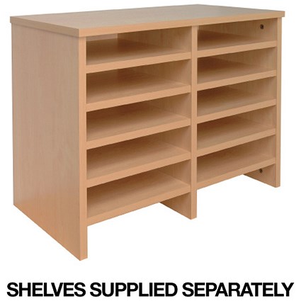 Tercel Post Room Sorter Add-on Hutch Single Height 2x6 Bay W640xD360xH630mm Beech