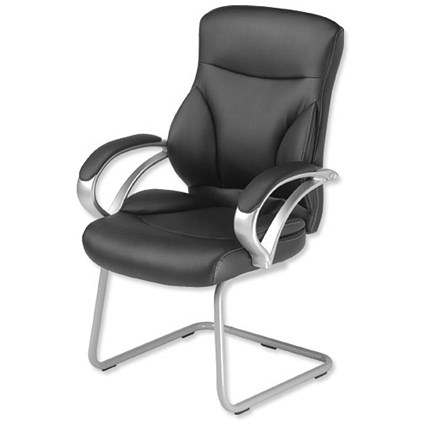 Influx Breeze F5 Visitors Armchair Leather Look Back H610mm W560xD520xH485mm Black