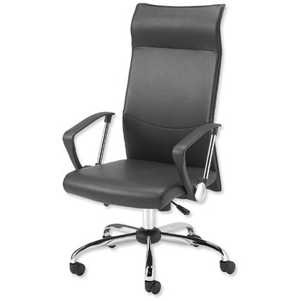 Influx Breeze F1 Executive Armchair Leather Look Back H690mm W500xD490xH440-510mm Black