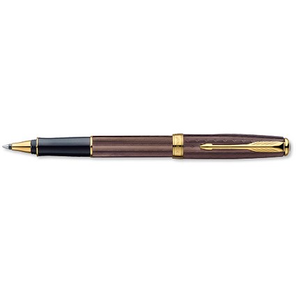 Parker Sonnet Chiselled Chocolate Rollerball Pen Gold Trim