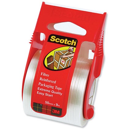 Scotch Packaging Tape Extreme Quality in Dispenser for 10kg and above 50mmx9m Silver Ref X5009D