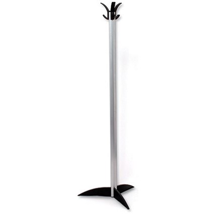 Acorn Vortex Hat and Coat Stand Metal and 3 Double Pegs H1550mm Silver and Black