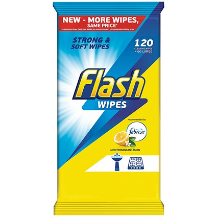 Flash All Purpose Cleaning Wipes Lemon Fragrance - Pack of 120