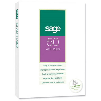 Sage 50 Act 2009 Software for Contact Management with Templates and Diary and Sales Leads Ref 13600RT1