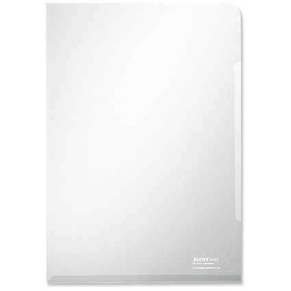 Leitz Premium Folder Cut Flush PVC Glossy 150micron for 30 Sheets A4 Clear [Pack 100]