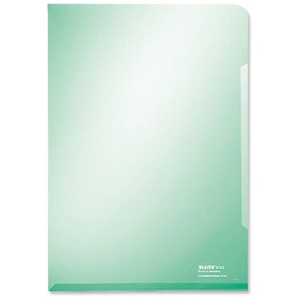 Leitz Premium Folder Cut Flush PVC Glossy 150micron for 30 Sheets A4 Green [Pack 100]
