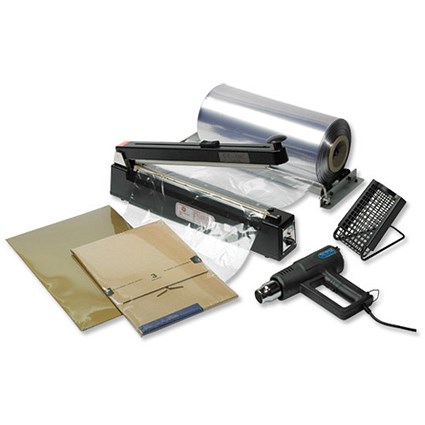 Shrink Wrap System with Hot Air Blower and Unrolling Device