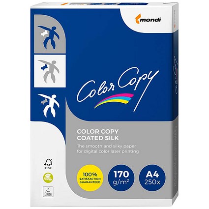 Color Copy A4 Silk Coated Double Sided Colour Laser Paper White, 170gsm, 250 Sheets