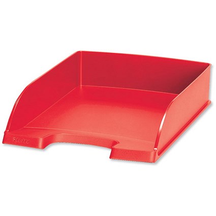Leitz Plus Letter Tray Robust Polystyrene High-sided with Extra Label-space Red